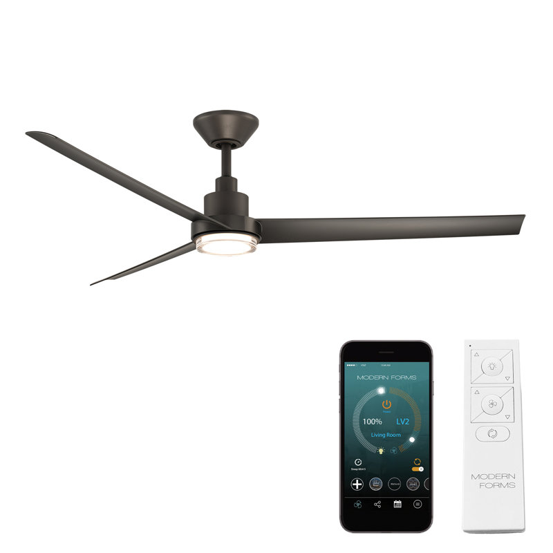 Bolo 3-Blade Smart Ceiling Fan With 2700K-3000K-4000K-5000K Selectable LED Light Kit and Remote Control Included, Works With Alexa and iOS or Android App