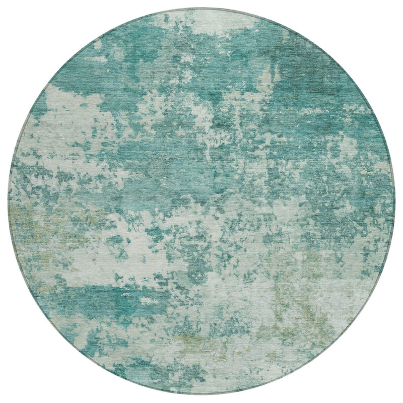 Machine Washable Indoor/Outdoor Jadiel ACN2366 Abstract Rug, Round 8'