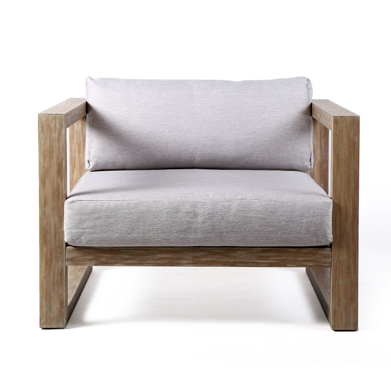 Chaise de patio avec coussins Caselyn, Teck