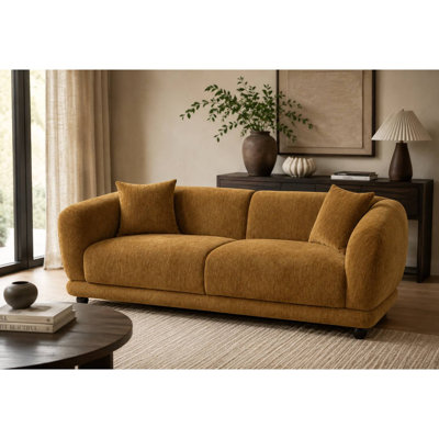 Canapé en chenille brun avec 2 coussins Lennox