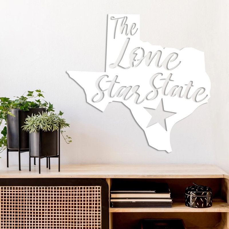 Art mural en métal Lone Star State - Texas State Pride Decor - suspension murale rustique de l'Ouest - Star Texas Silhouette Design - sculpture industrielle moderne en métal - Home Ranch Decor - grande œuvre d'art