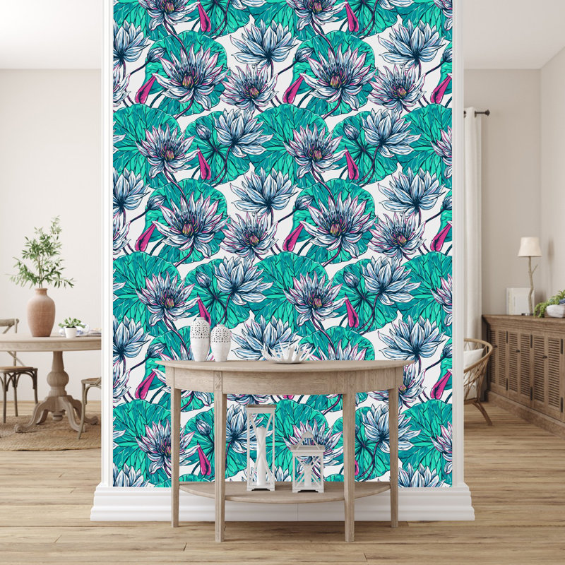 Water Lily Wallpaper Floral Tile