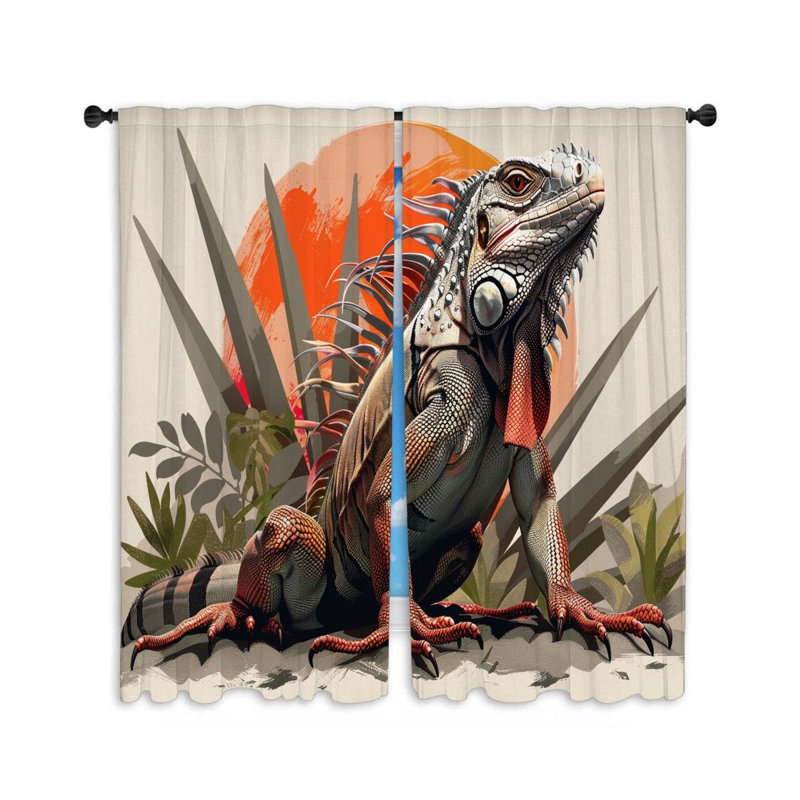 Rideaux de fenêtre Iguana Reptile Wild Apparence - 2 panneaux, L 40 po x L 63 po