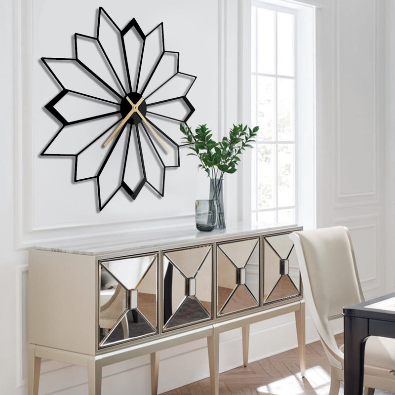 Metal Wall Clock, 36" W x 36" H, Black
