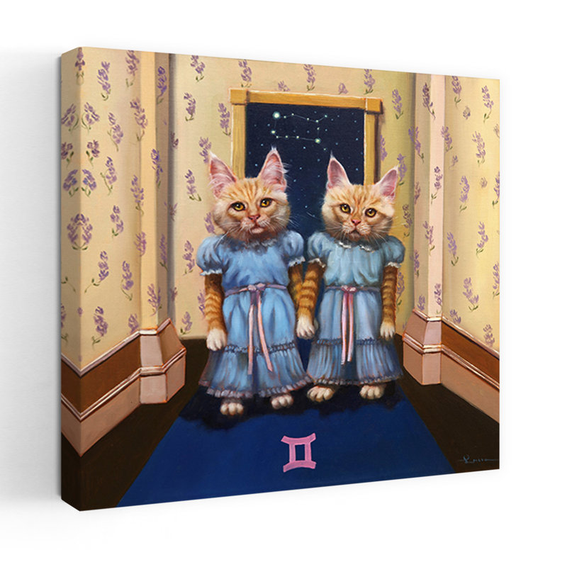 Art urbain contemporain de chat Gemini, H 48 po x l 48 po