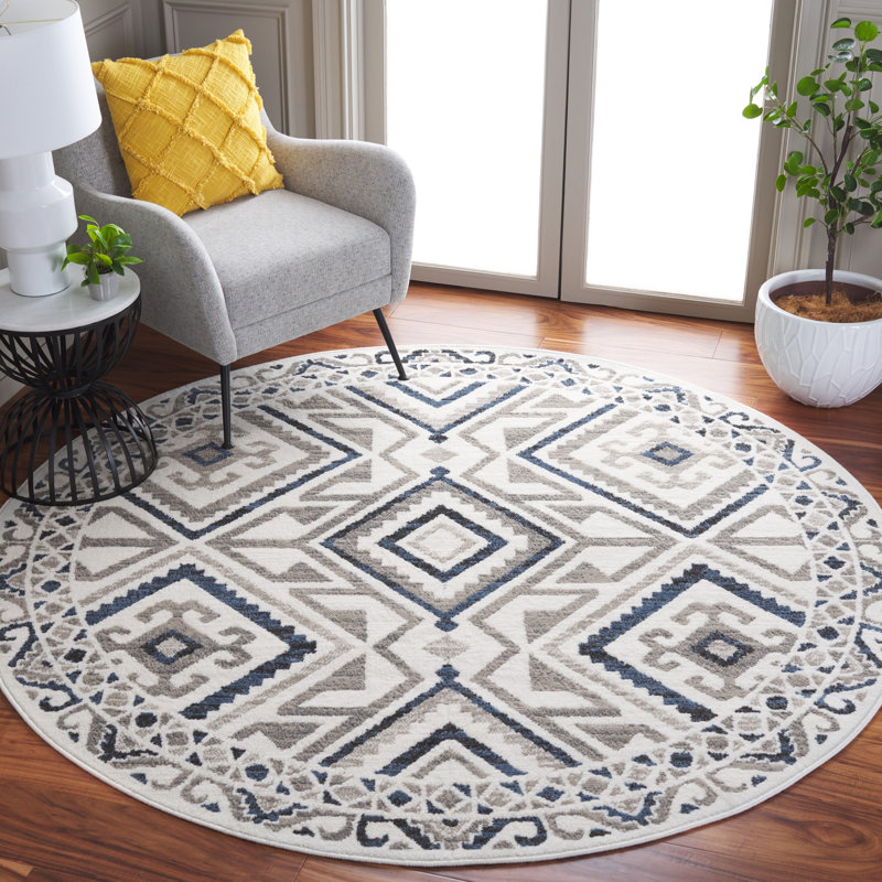 Tapis en jute / polypropylène tissé à la machine Nagelly, Rond 6 pi 7 po