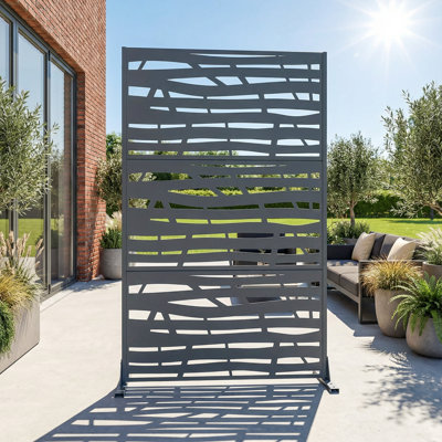 Privacy Metal Screen Fence Panel Horizontal Stripe Pattern
