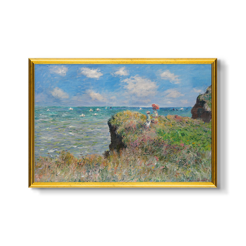 «The Cliff Walk at Pourville», 1882 - Claude Monet - Toile encadrée sur mesure, 16 po x 22 po, Toile avec cadre