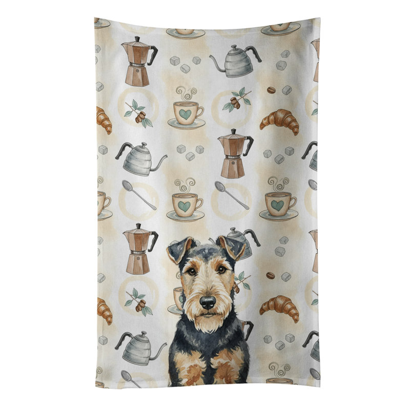 Welsh Terrier Coffee Bar Kitchen Towel, Welsh Terrier
