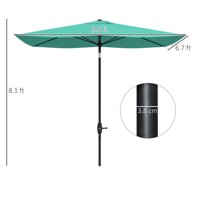 Parasol de marché rectangulaire en aluminium / acier / polyester 6 pièces 6,6 x 10 pi, Blue