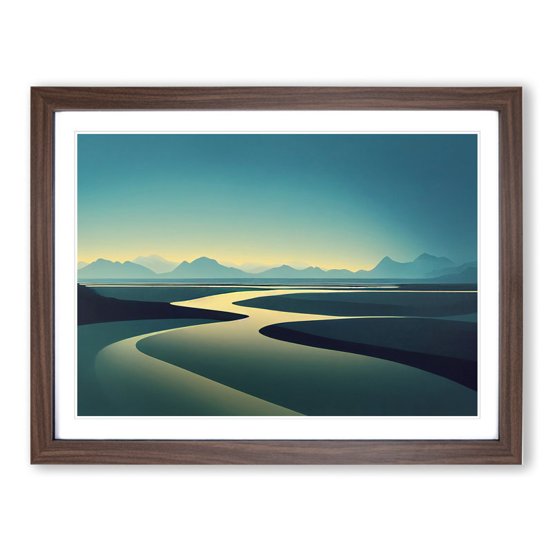 Mountain River Views - Framed Print, 46cm H x 64cm W x 2cm D, Walnut Framed