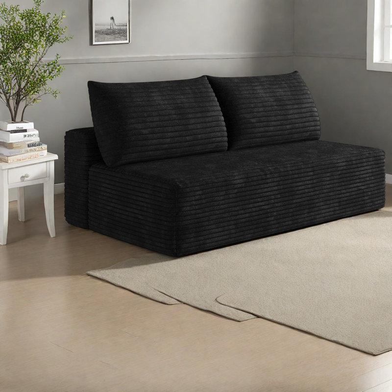 Canapés d'angle Compression Cloud, canapé compact moderne en velours côtelé moelleux pour la maison, Noir