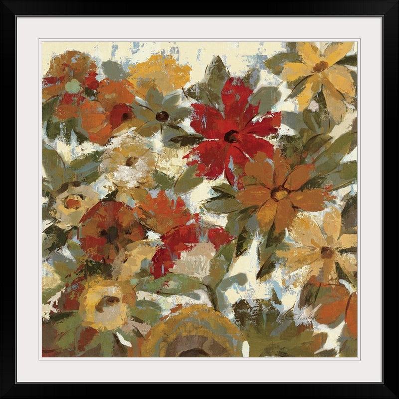 «Expressive Garden II Ivory» par Aniessa, reproduction d'art, H 24 po x l 24 po x P 1 po, Cadre noir
