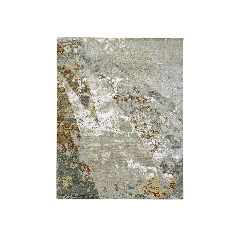 Tapis oriental gris en laine noué à la main 7 pi 10 po x 10 pi 1 po 71EC9DBACDB14D5CAC6C74910A8BD27F