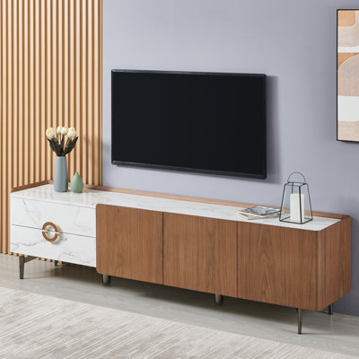 86" W Modern Media Console | 85" TV Stand and Sideboard with Storage