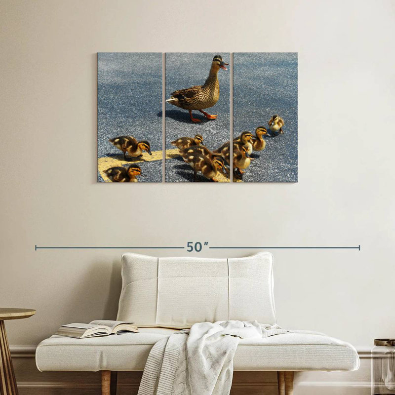 Ducklings And Mother Duck, 24" H x 38" W