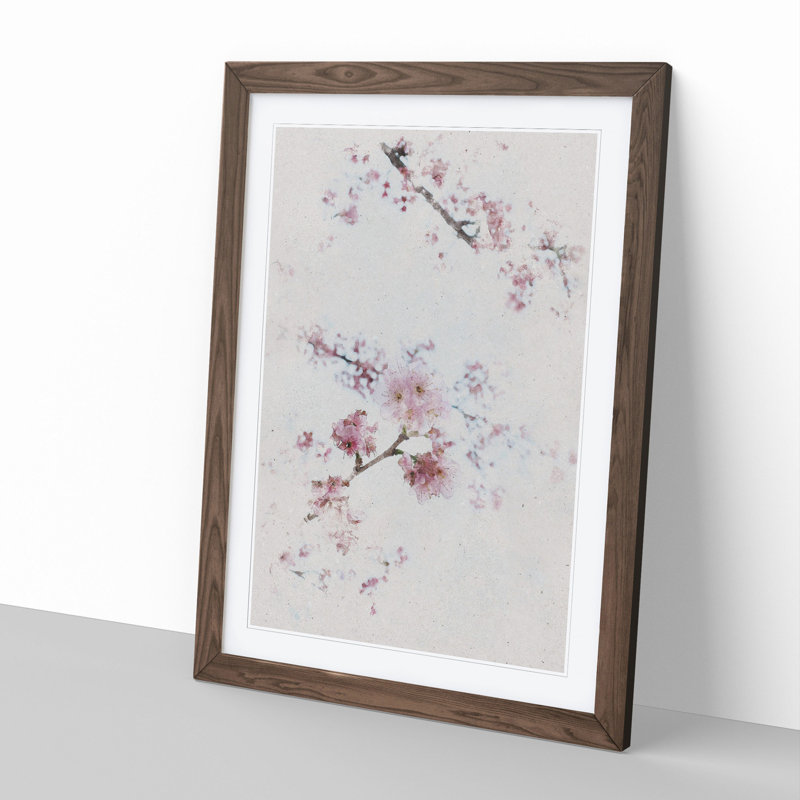 Eye of the Cherry Blossom Tree Watercolour - Picture Frame Graphic Art, 90cm H x 65cm W x 2cm D, Walnut
