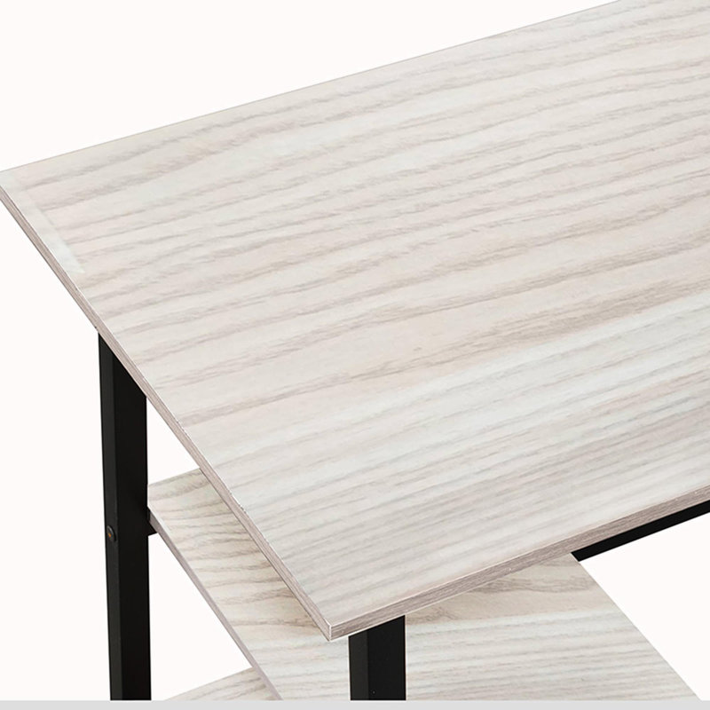 Bureau d'ordinateur avec cadre en métal et surface en bois