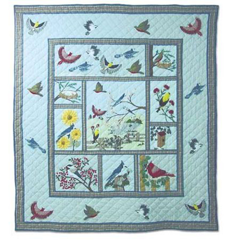 Songbirds Rustic Cotton Quilt, Twin