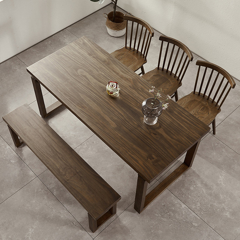 Brown Rectangular Solid Wood Dining Table, 29.53"H x 70.87"L x 27.56"W