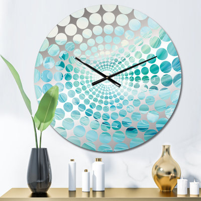 Teal Storm And Wave Expression II - Coastal Waves Round Metal Clock