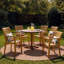 Nicia Stacking Patio Dining Armchair - Hand-Finished Elegant Teak Chair Perfect for Outdoor Dining & Garden Entertainment
