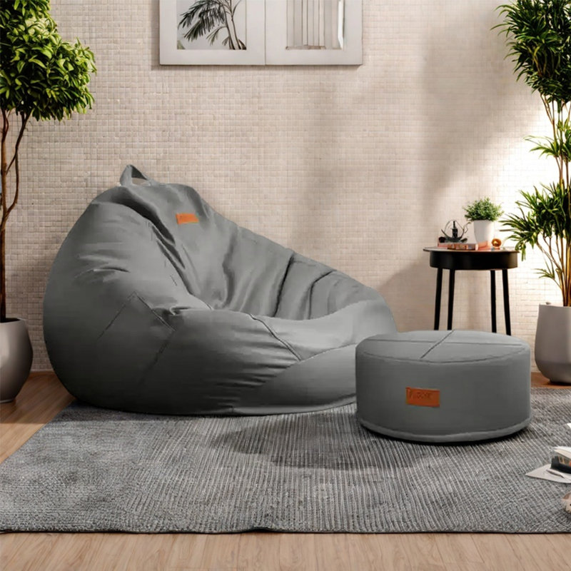Simple casual bean bag chair, Grey Polyester