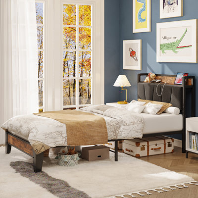 Alisyn Upholstered Bookcase Storage Bed by 17 Stories