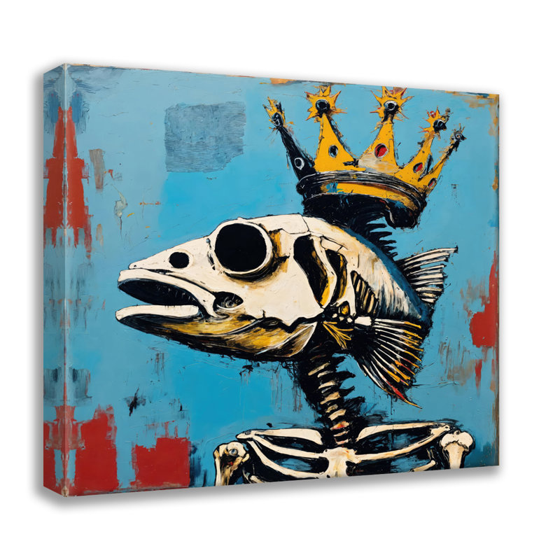 Fishhead1-Hommage-Basquiat, estampe numérique sur toile tendue avec châssis, H 24 po x l 24 po