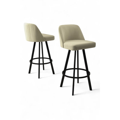 Ensemble de tabourets de bar modernes (4 pièces), crème et noir, 17,3 po x 41,3 po x 16,5 po | Structure 100% métal, rotation à 360 ° | Tissu Babyface avec dossier en mousse à 22 compartiments et siège en mousse à 28 garnitures | Des sièges élégants pour la cuisine et la salle à manger