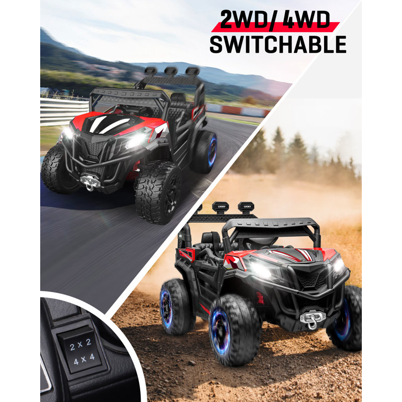 ARBELI 24V 1 Seater All-Terrain Vehicles Battery Powered Ride On Car,Toy with Remote Controll, Red