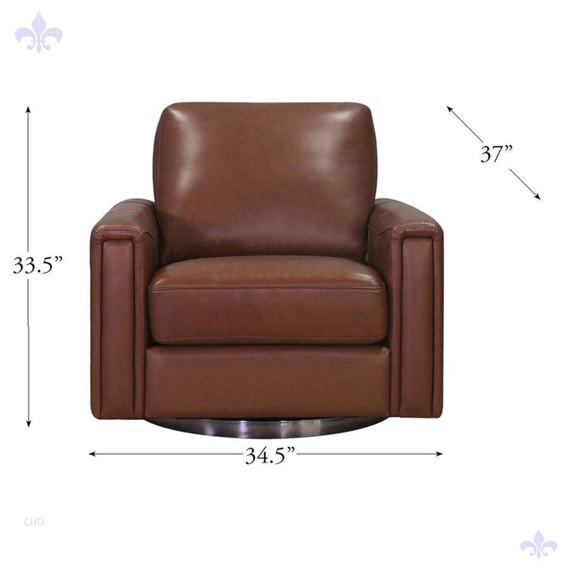 Chaise pivotante pour salon Russchelle, Cuir véritable pacane