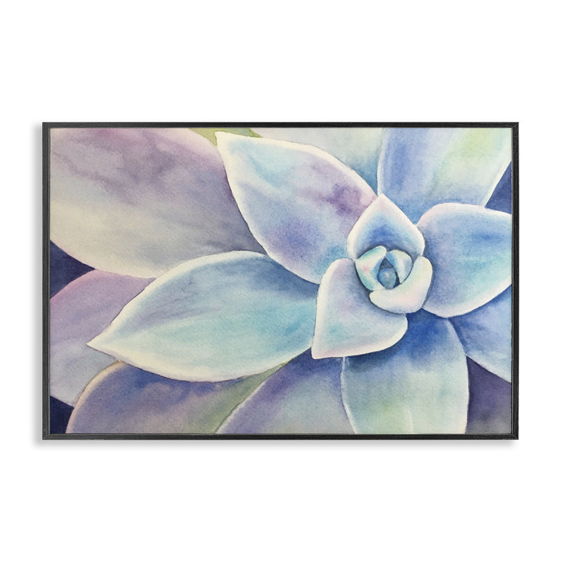 Giclée encadrée de feuilles succulentes aux tons froids, design par Stephanie Fielden, H 12 po x l 18 po