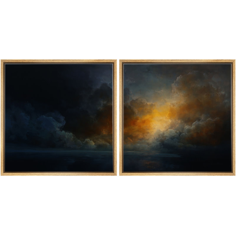 «Moody Dark Sunset Cloud Sky Art Art», ensemble de 2 pièces encadrées, Cadre flottant naturel, H 24 po x l 24 po