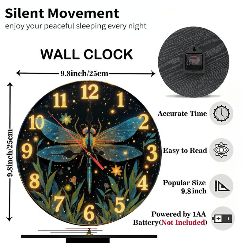 Horloge murale libellule