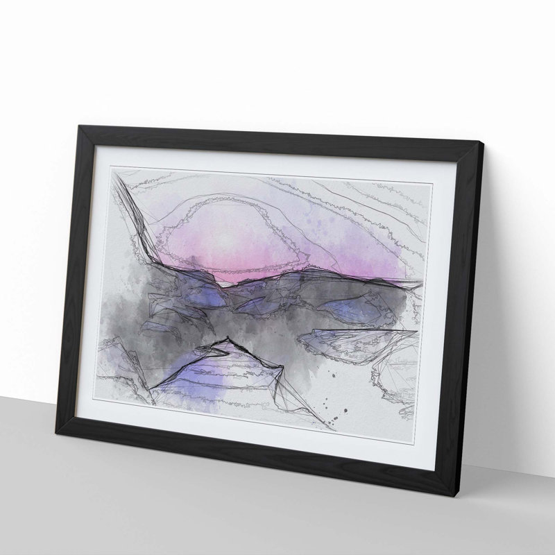 Purple Sunset in Peace Island in Abstract - Picture Frame Graphic Art Print, 60cm H x 91cm W x 2cm D, Black