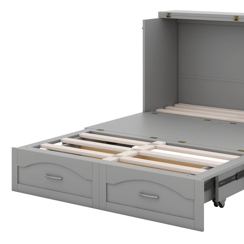 Lit escamotable double pleine grandeur avec tiroir et ports USB