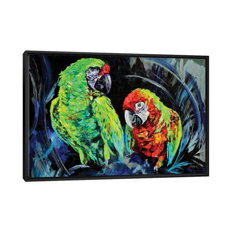 « caws », reproduction sur toile, H 18 po x l 26 po x P 1,5 po, Toile avec cadre noir, Pas de tapis