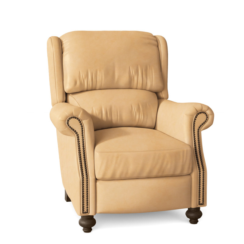 Bancroft Recliner, Natural, Cobblestone, Aline Light Gray Stonewash Genuine Leather