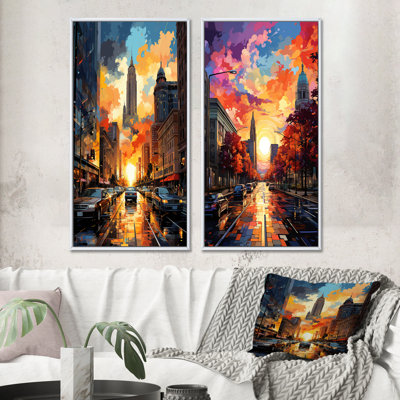 «City Detroit Popart», 2 pièces sur toile