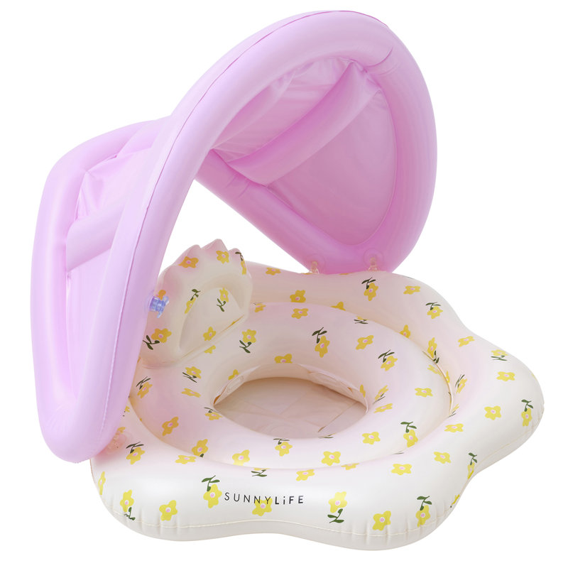 Sunnylife: Baby Float - Mima The Fairy Lemon - gonflable en forme de fleur de piscine, tube d'eau, appui-tête, supports pour les jambes, toile d'ombrage, 24 à 34 lb, âge 1+