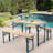 Picnic Table Bench Set of 3, Foldable Wooden Picnic Table with Benches, Outdoor Dining Table with Metal Frame, Picnic Folding Table for Patio, Lawn, Garden