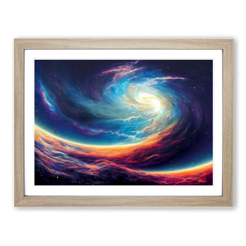 Galaxy Vol.2 - Single Picture Frame Print, Oak Framed, 46cm H x 64cm W x 2cm D