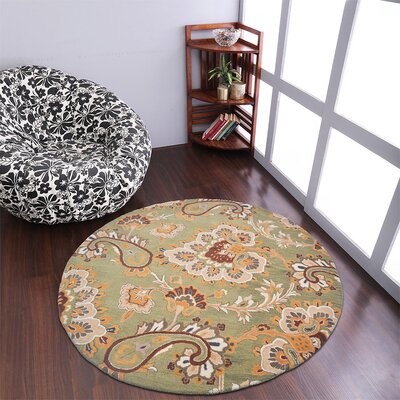 Rosalina HAND TUFTED WOOL ECO-FRIENDLY AREA RUGS, Green Color, Floral Design -  Alcott HillÂ®, D506A9767BBB4D71ADB8645268C16D8D