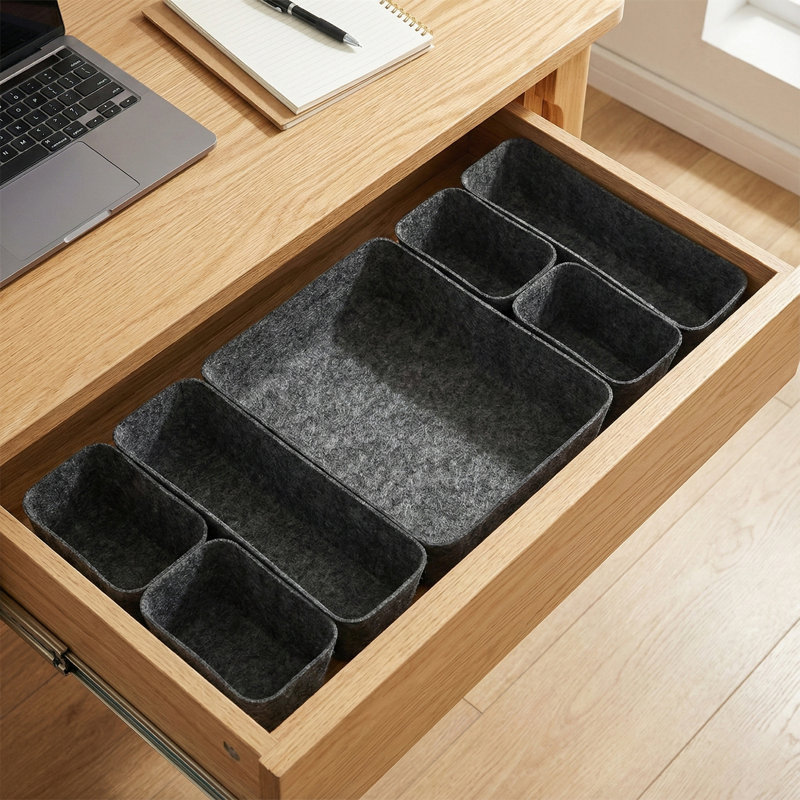Ensemble de rangement de tiroir en feutre 7 pièces - Gris foncé, Gris