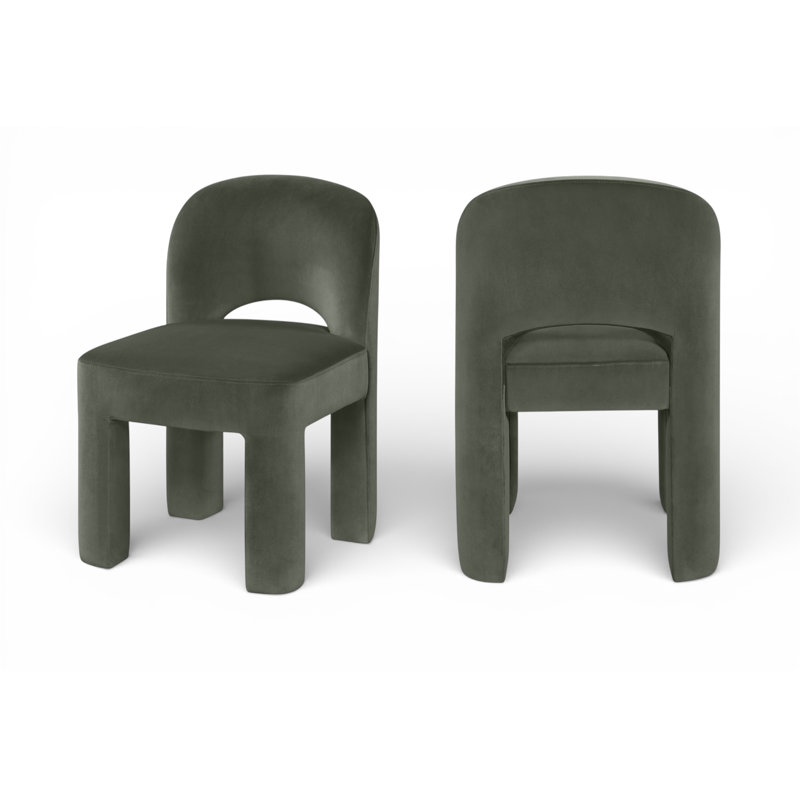 Chaise rembourrée Celine, Velours vert