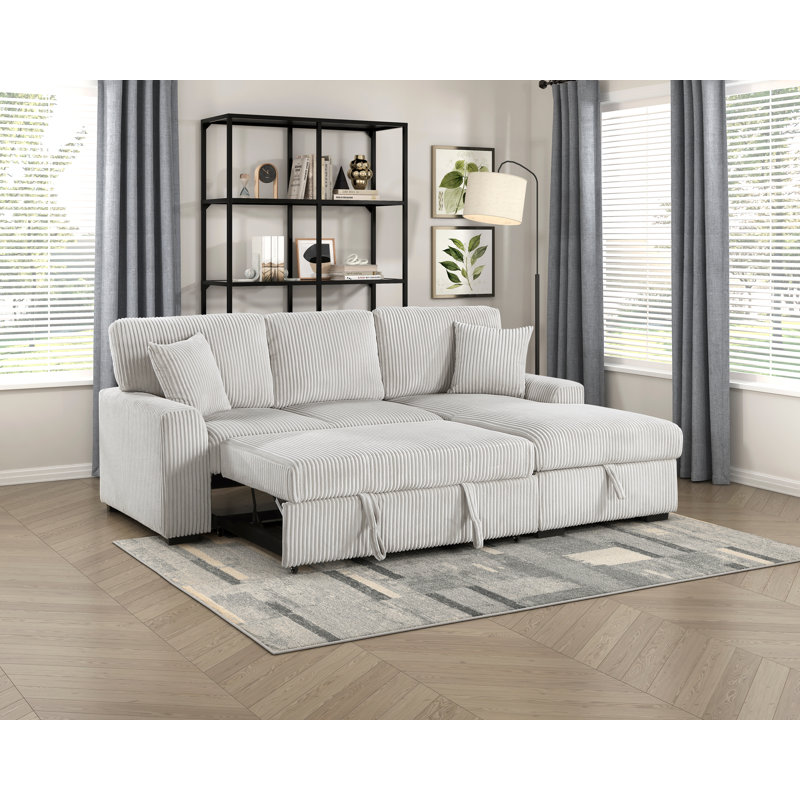 Canapé modulaire faisant face à la droite avec lit escamotable et rangement Leyton, Orienté à droite