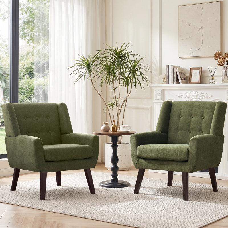 Fauteuil rembourré, Mélange de polyester vert
