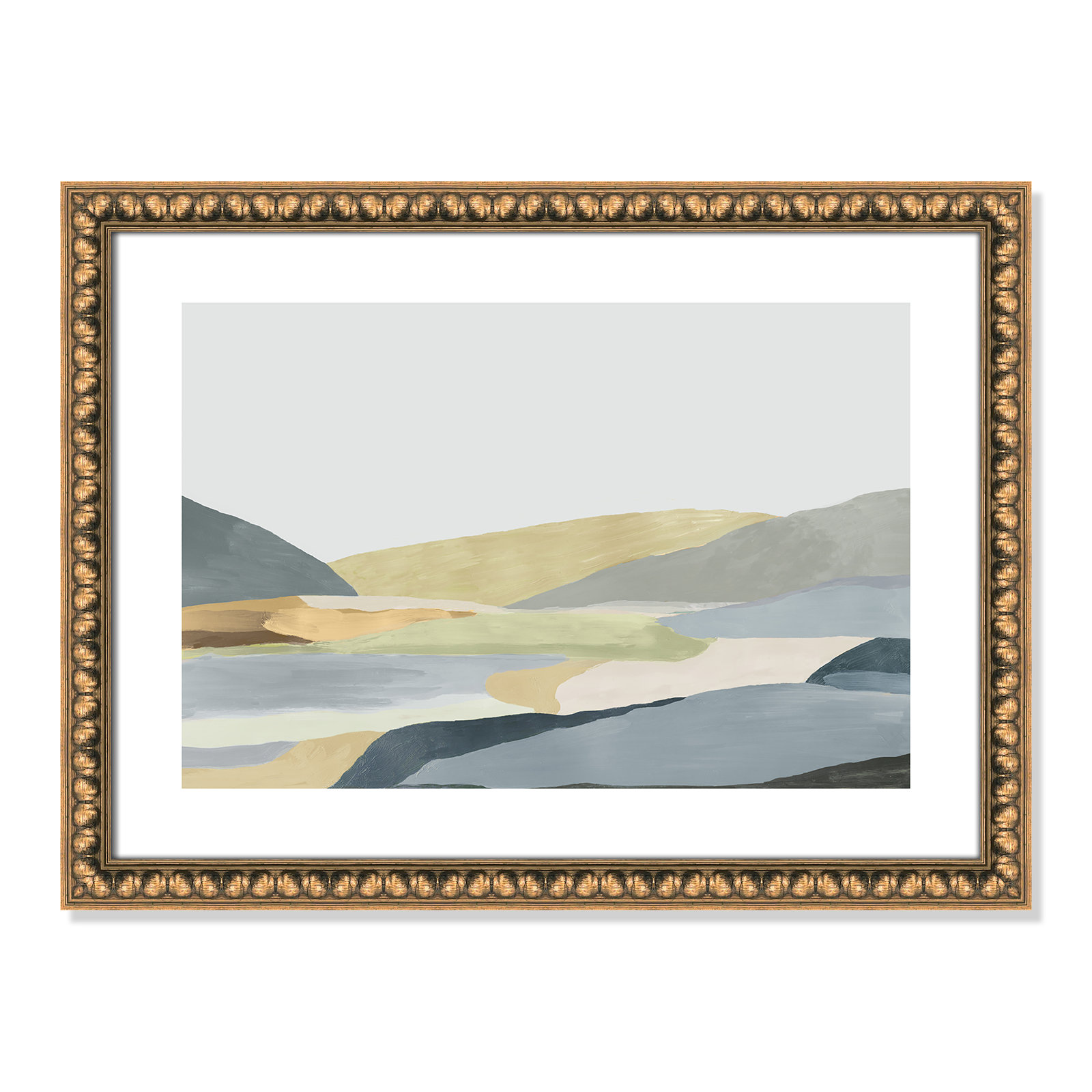 Blair "Warm Hills II" Painting, 18" H x 24" W x 1.13" D, Gold Bead Framed Paper