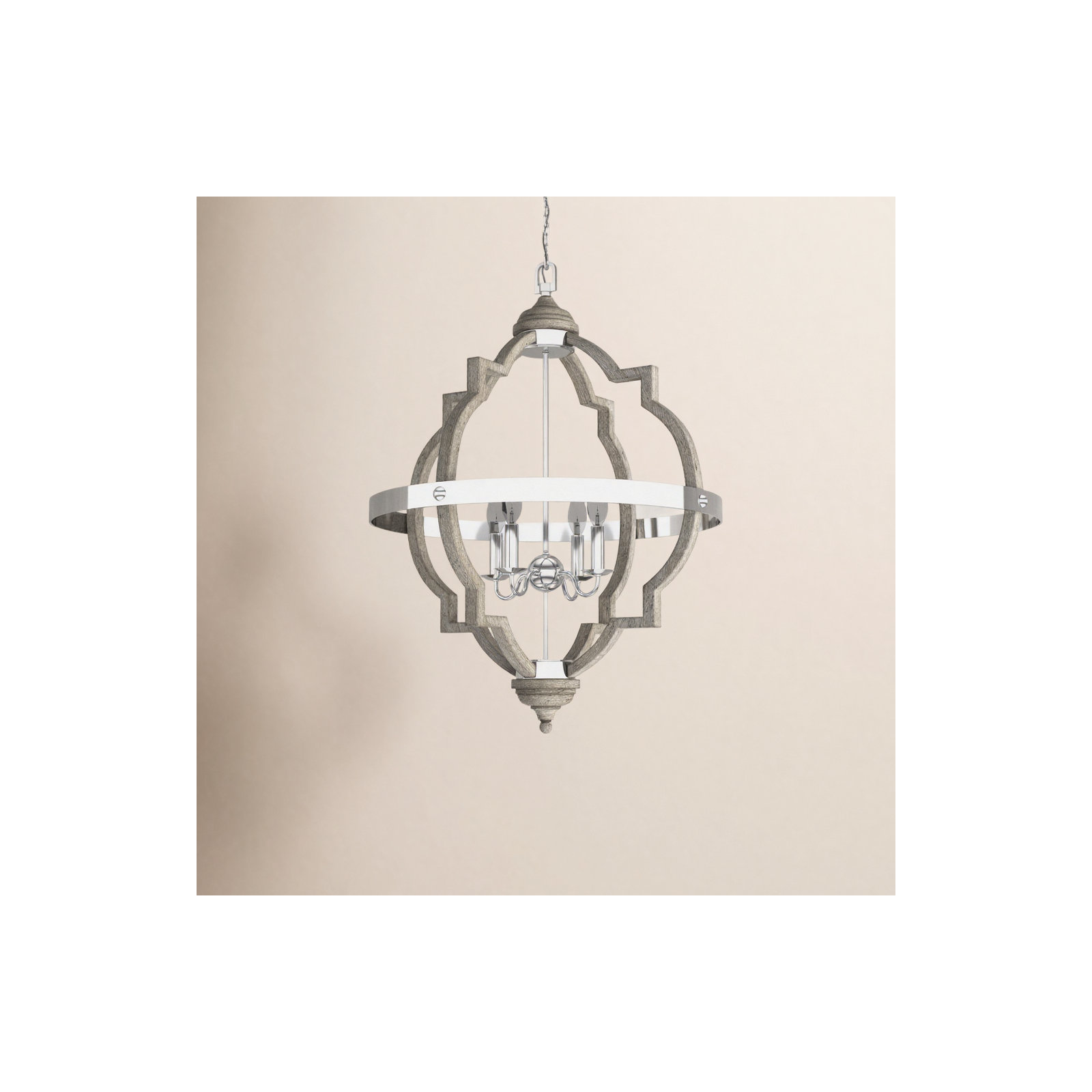 Freemont 4 - Light Dimmable Lantern Chandelier, Washed Pine, Not Included